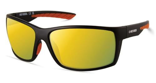 Harley-Davidson Men's Narrow Angular Sunglasses, Matte Black w/Mirror Lens
