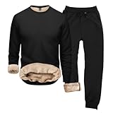 Generisch Pijama de forro polar para hombre, conjunto de dos piezas, forro de felpa, pijamas, ropa de estar térmica, ropa de dormir cálida para invierno, traje de casa mullido, ropa de dormir gruesa
