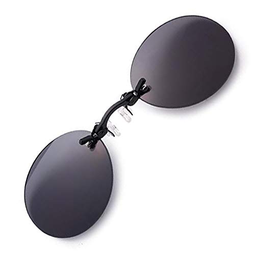PLOPLO Polarized 5.9 g Only Retro Round Clip On Nose glasses Matrix Morpheus Movie rimless sunglasses men