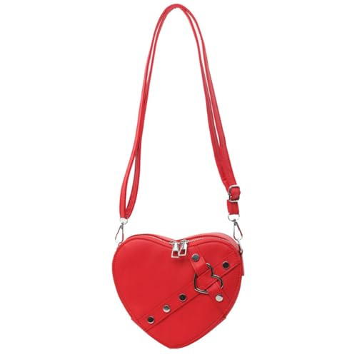 PURPLELILY Shoulder Bags Heart Shape Rivet Crossbody Bag Leather Phone Bag for Girl Women