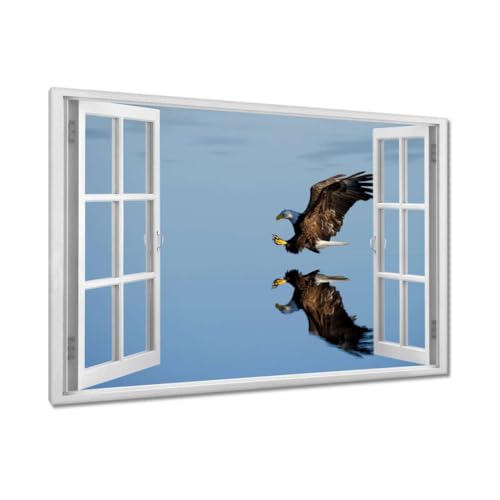 Peinture imprimée sur toile aigle de chasse 120 x 80 cm pour décoration murale grand format H6443M