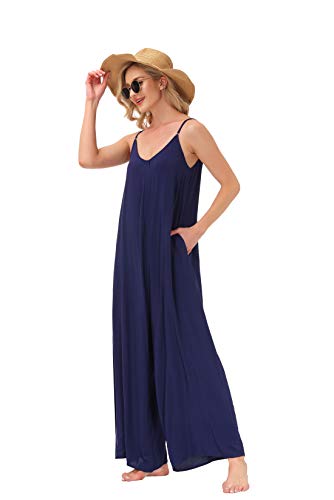 Image of BUENOS NINOS Women's V Neck Floral Maxi Dress Boho Printed Adjustable Spaghetti Strap Ethnic Beach Long Dress with Pockets