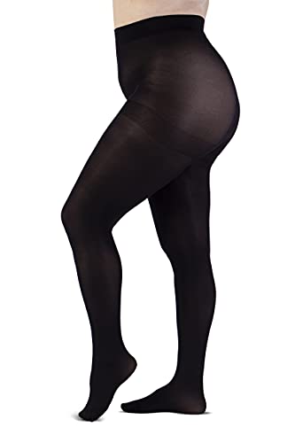 LEELA LAB Collant Curvy Taille Haute Femme Super Opaque 120 Deniers - Made in Italy (Black, 8) Cover