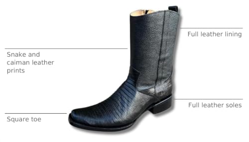 Image of Men's Alex Exotic Caiman Python Western Cowboy Boots Square Toe Pull On Tall Shaft bota de vaquero para hombre