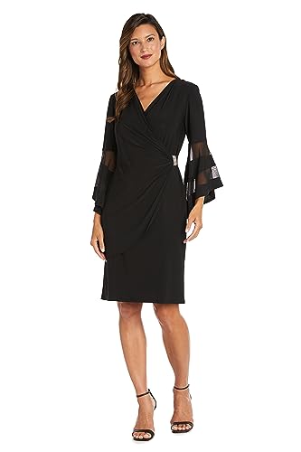 Image of R&M Richards Women's Sheer Allure Wrap Dress