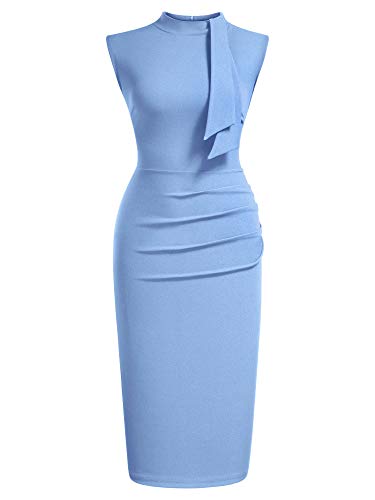 Image of Miusol Women's Retro 1950s Style Half Collar Ruffle Cocktail Pencil Dress