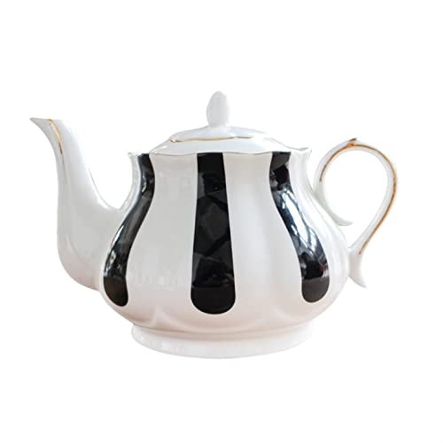 Moisture 860Ml White Porcelain Polka Dot Stripe Hand-Painted Teapot Creative Coffee Pot Simple Kettle Afternoon Tea Set (Color : A, Size : 860Ml) #TOP1