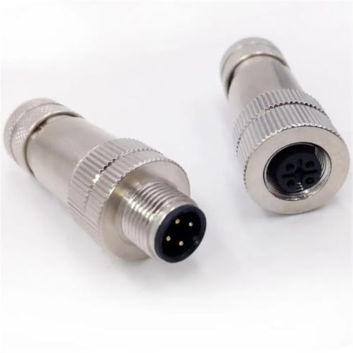 Conector M12 macho recto de 4 pines con blindaje de metal para sensores