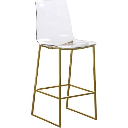 Meridian Furniture Taburete de Mostrador Acrílico Contemporáneo Moderno Colección Lumen con Base de Acero Inoxidable, 16.5" Ancho x 20" Profundidad x 42" Altura, Dorado miniatura 1