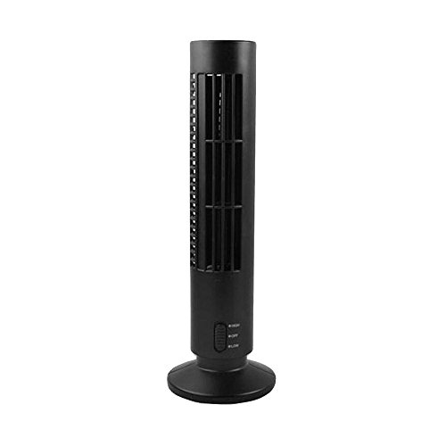 BIG zwei Oscillating Tower Fan Mobile Tower Fan Mini Portable USB Cooling Air Conditioner Purifier Tower Bladeless Desk Fan 12 inch Black