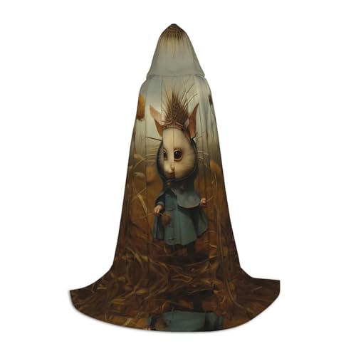 QAZWZML Petite cape à capuche imprimée ermite, costume de cosplay, parfait pour les déguisements et les fêtes de vacances