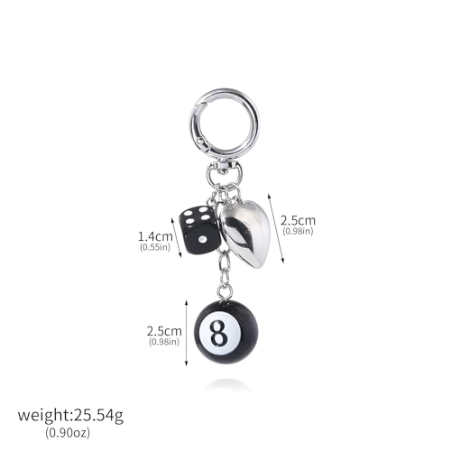Image of 8 Ball Dice Charm Keychain - Cute Bag Purse Handbag Accessories - Y2K Aesthetic Key Chain for Women Men