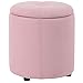 BAKAJI Pouf Contenitore Sgabello Cassapanca Poggiapiedi con Seduta Apribile in Tessuto Piedini in Legno Nero Design Moderno Dimensione 36 x 40 cm Arredamento Casa (Rosa)