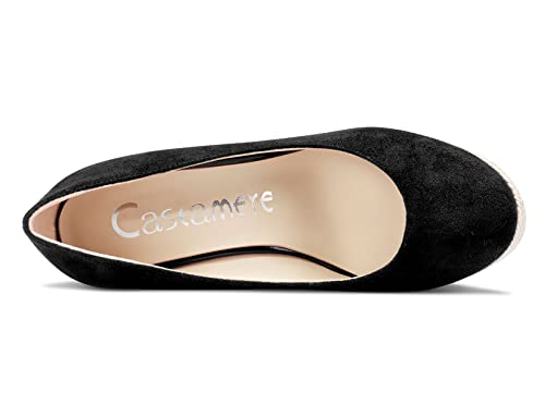 Castamere Womens Platform High Heel Round Toe Pumps Slip-on Wedding Office Classic Shoes 3.9 Inches Heels4
