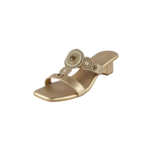 Image of Metro Women Faux Leather Ethnic Traditional Heel Sandal