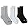 MASH Kit 3 Pares Meias Cano Alto Longa Esportiva Algodão Active Masculina Adulto, 1 Branca - 1 Cinza Mescla Claro - 1 Preta, 42-45