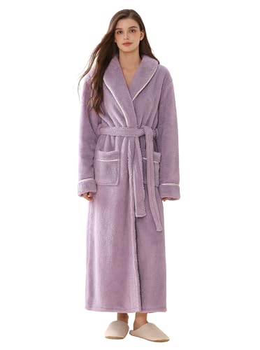 Image of Hellomamma Long Bath Robe for Womens Plush Soft Fleece Bathrobes Nightgown Ladies Pajamas Sleepwear Housecoat