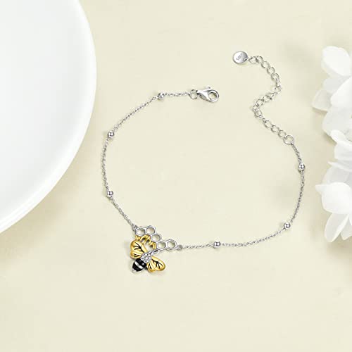 Image of YAFEINI Anklet Bracelets for Women Girls Sterling Silver Hummingbird /Dragonfly /Butterfly Link Chain Anklets Jewelry Gifts