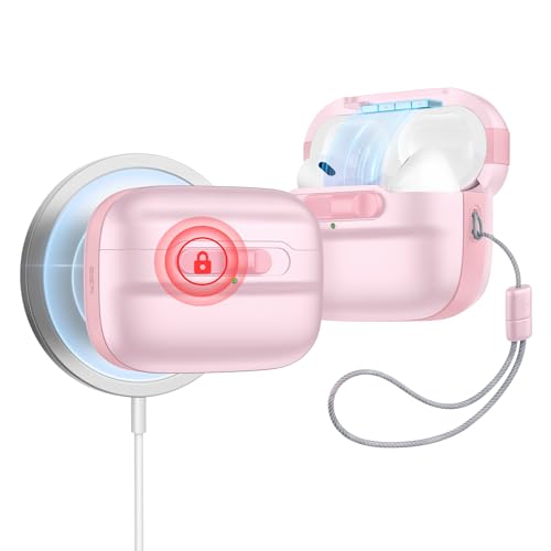 Image of ESR for AirPods Pro 2 Case (2023 /2022 /2019, 2nd /1st Gen), Compatible with Airpods Pro 2 (USB-C /Lightning Cable), MagSafe Ready, Magnetic Lid Lock, Full Drop Protection Cover with Lanyard, Pink