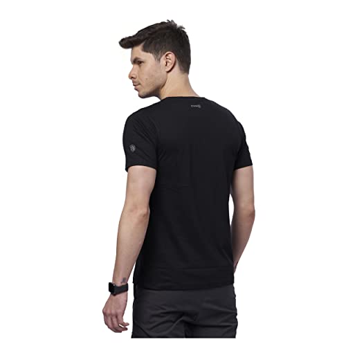 Image of DOMIN8 Breathable Men's Black Regular Fit Tshirt with Reflective Stickers | Running /Training /Activewear /Casual Wear /Gym | Cotton & Polyester
