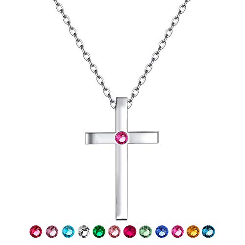 XOYOYZU Birthstone Small Cross Pendant Necklace for Women with AAAAA Sparkly Zircon Birthday Gifts for Women Fashion Jewelry 10
