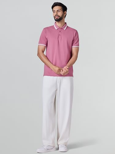 Image of XYXX Men's Apex Mercerized Cotton Striped Collar Pique Polo T-Shirt