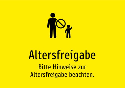 Altersfreigabe - Bitte Hinweise zur Altersfreigabe beachten. – Aufkleber A5: 210x148mm – Mit Grafik und Text