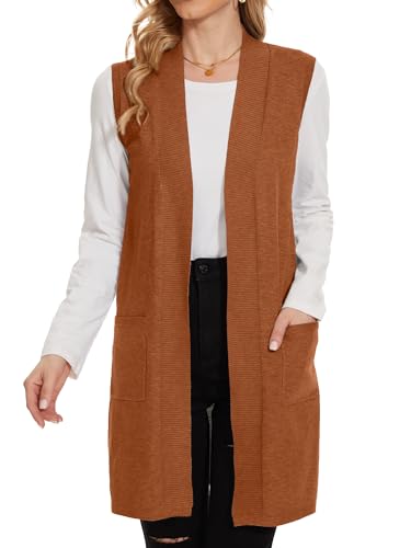 Image of Beautiful Nomad Sleeveless Cardigans for Women Long Sweater Vest