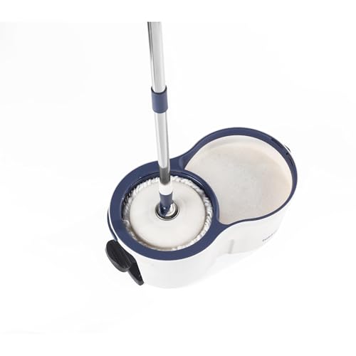 Beldray Deep Clean Spin Mop & Secchio – 2 teste di mocio in microfibra super assorbenti, secchio alimentato a pedale da 5,4 l, paraspruzzi per prevenire spruzzi, rotazione rapida a 360° e testa