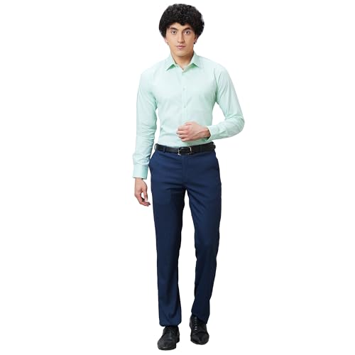 Image of Raymond Men Slim Fit Structure Pattern Pure Cotton Semi Cutaway Collar Full Sleeve Formal Shirt