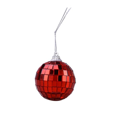 1 unidad de bola espejada roja reflectante para decoración de fiestas, bodas y festivales, ideal para discotecas y eventos miniatura 1