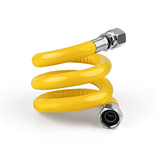 Tuyau de Gaz en Acier Inoxydable 304 - Tuyau Gaz Propane/Butane de 80cm, Flexible Gaz 1/2 '' Antidéflagrant, pour Cuisinière à Gaz, Chauffe-eau à Gaz, Cuisinière à Gaz de Camping