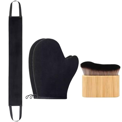 BelleVive 3-in-1-Selbstbräunungshandschuhe, Selbstbräunungshandschuh-Applikator-Set, Selbstbräunungspinsel für Selbstbräunungsbürste, Rückenbräunungsapplikator, Bräunungshandschuh