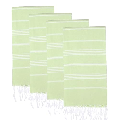 PADISHAHHOME Turkish Beach Towels, Pack of 4 | Oversized, Quick Dry, Sand Free | 100% Cotton, Large 38x71 Towels for Beach, Pool, Travel | Ultra-Soft, Compact, and Absorbent | Pistachio Green