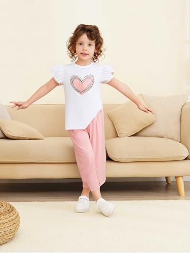 Image of Yoxindax Girls' 2-Piece Clothes Bow Print Zip-Up Hoodie Contrast-Color Wide-Leg Pants Winter 7-14Y Outfits Set