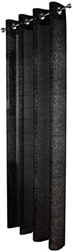 MADEIRA PLAIN CRUSHED METALLIC LOOK EYELET NET VOILE CURTAIN PANEL RING TOP