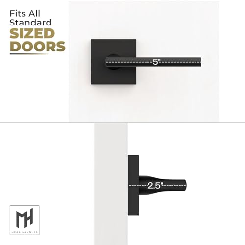 Image of Mega Handles Prime Dummy Door Handles - 4 Pack Heavy Duty Black Door Handle, Non-Turning Door Handle for Hallway, Closet & French Doors, Single Side, Fits All Standard Doors - Matte Black