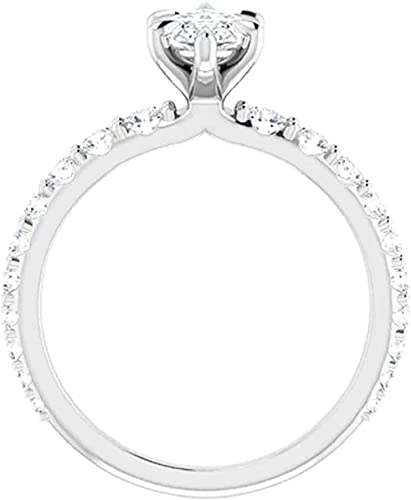 Moissanite World Dainty Intersecting Engagement Ring,Marquise Cut 2.00Ct, Colorless Moissanite Ring, 925 Sterling Silver, Solitaire Engagement Ring, Wedding Ring (7) #TOP3
