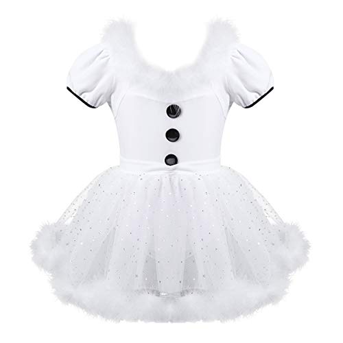 Costume Noël bonhomme de neige pour enfant robe de danse et de fête avec tutu blanc