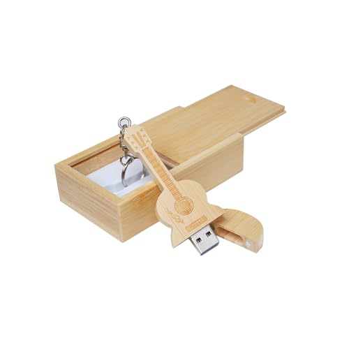 Unidad flash USB de madera de arce en forma de guitarra (en caja