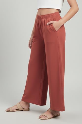 Image of Alan Jones Clothing Girls Wide Leg Palazzo Trousers | Cotton Blend Interlock Fabric | Side Pockets | Adjustable Inner Drawstring | Casual & Everyday Wear Pants