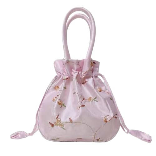 1 Pc Retro Embroidery Silk Drawstrings Handbags Storage Bags Hanfu Women Purse Wallets Jewerly Packing Bag Card Holder (Color : Black, Size : Medium)4