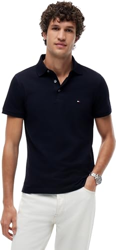 Tommy Hilfiger Herren Poloshirt Kurzarm 1985 Slim Fit, Blau (Desert Sky), M
