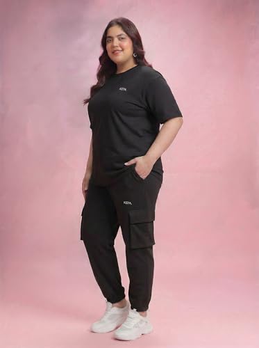 Image of Kepa Plus Size Summer Co Ord Set for Women | Top and Lower Set with Stretchable Waistband | Stylish Airport Outfit for Women | Western Track Suit Co-Ord Set for Casual Wear