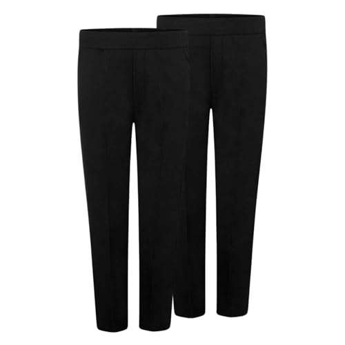Pantalones escolares para niños en paquete de 2 unidades con cintura elástica de 2 a 13 años