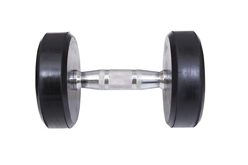 Image of Rubber Professional Bouncer Dumbbell Set - Fixed Weight for Home and Gym Training (Black & Silver, 10 Kg Pair)