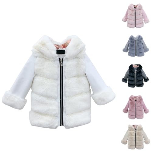 Girls Cozy Faux Fur Long Coat Kids Long Sleeve Windproof Thicken Coat Winter Full Zip Jacket Fluffy Warm Elegant Outerwear