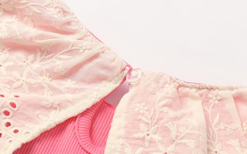 Image of LittleSpring Girls Ribbed Knit Long Sleeve Tshirt with Lace Ruffle Collar