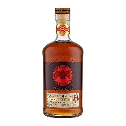 RON BACARDÍ RESERVA OCHO 750 ML, Añejado por Ocho Años, Sabor Profundo y Suave, Ideal para Coctelería