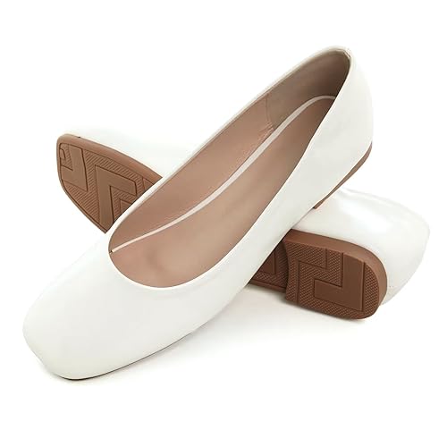 Image of ChaiRong Zhou Women Square Toe Ballets Flats Comfort Slip On Walking Shoes for Driving